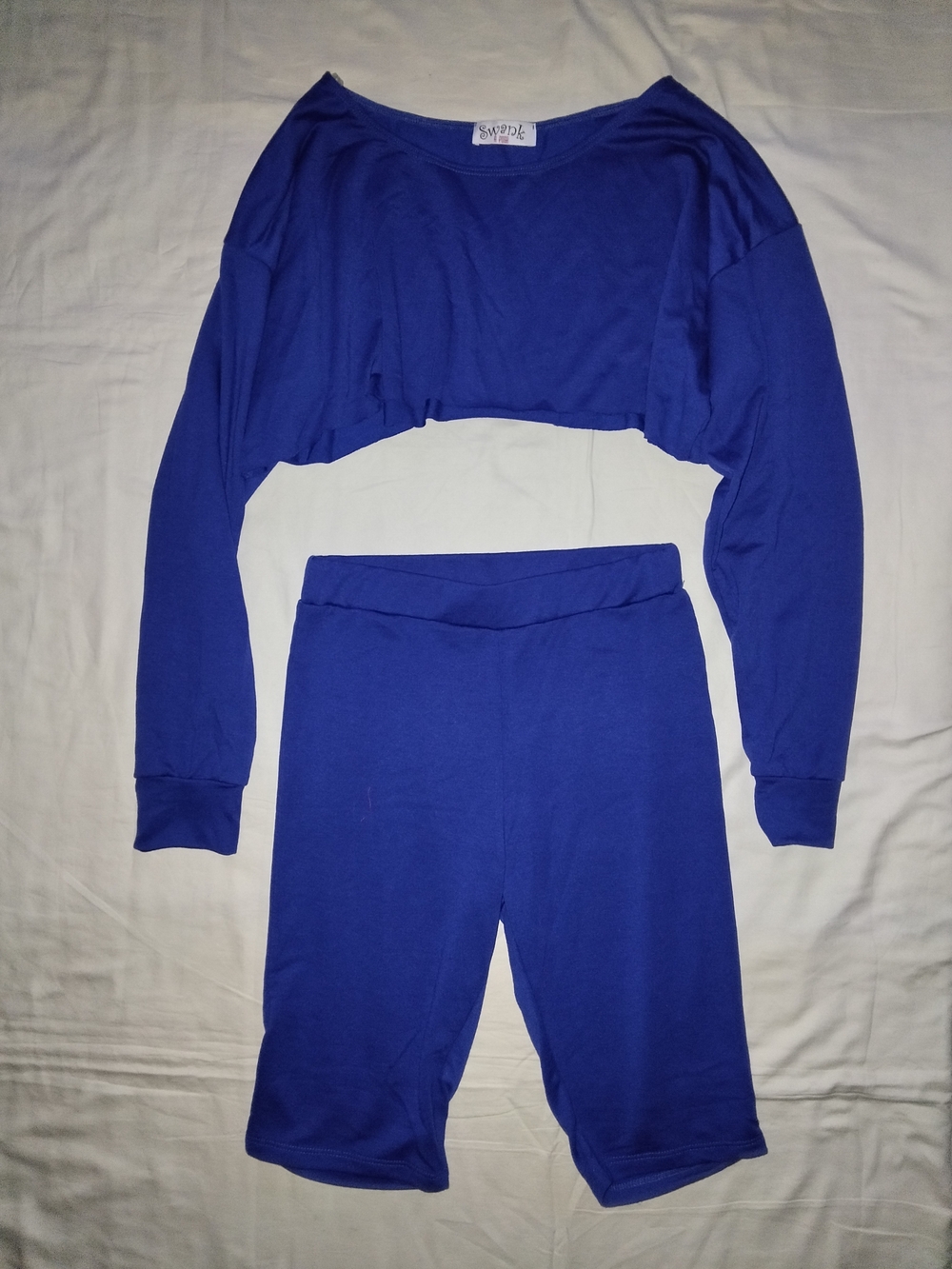 SWANK Royal Blue Knit Top And Shots